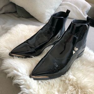 ASOS shiny faux leather ankle boots